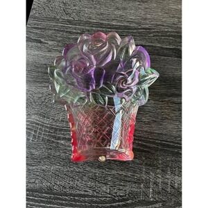 Studio Nova Rose Basket Glass Candy Dish Vintage Floral Trinket Bowl